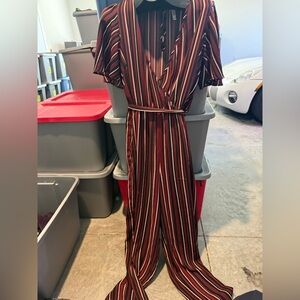 Striped Burgundy Wide-Leg Jumpsuit p11